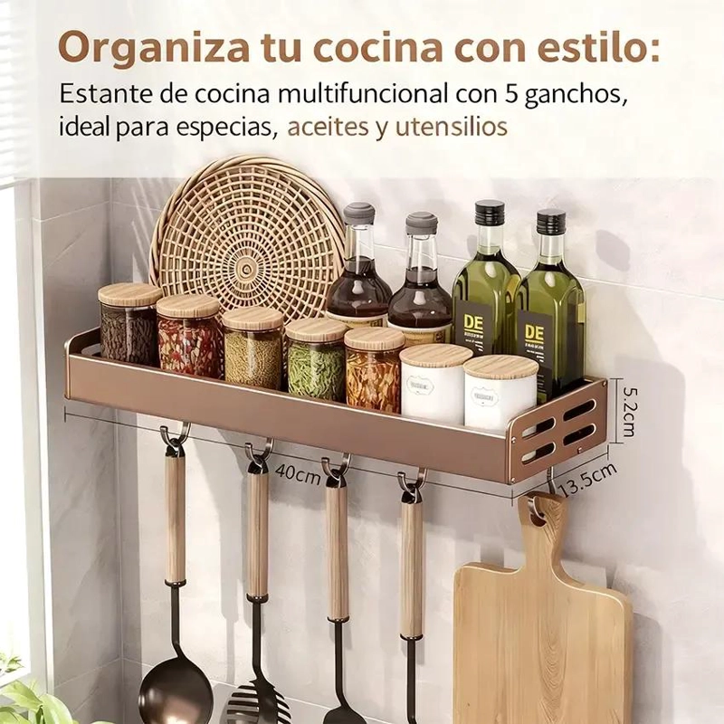 ESTANTE MAGNE TICO DE COCINA 3 EN 1 CON GANCHOS - 2