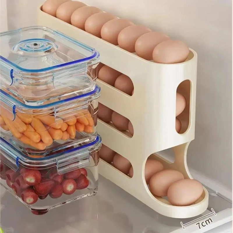 ORGANIZADOR DESLIZANTE DE HUEVOS PARA REFRIGERADOR CON 4 NIVELES - 1