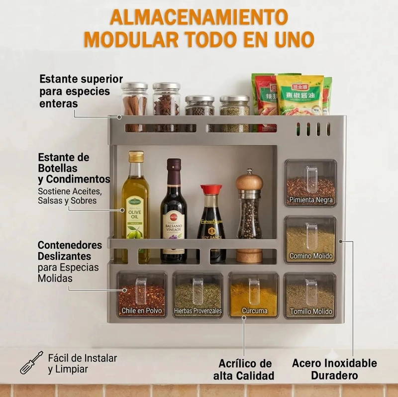 ORGANIZADOR MODULAR FLOTANTE PARA ESPECIAS Y CONDIMENTOS - 2