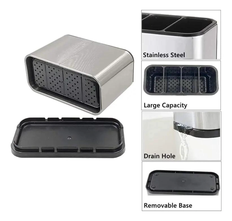 SOPORTE ORGANIZADOR DE UTENSILIOS DE COCINA EN ACERO INOXIDABLE - 3