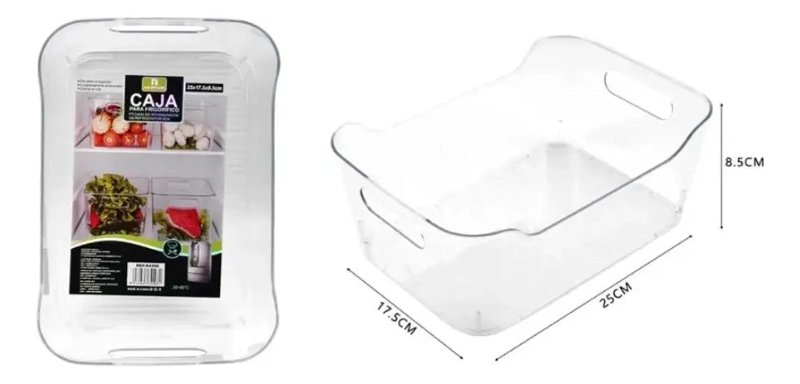 ORGANIZADOR RECTANGULAR DE PLASTICO PARA REFRIGERADOR 25X17,5X8,5CM - 3