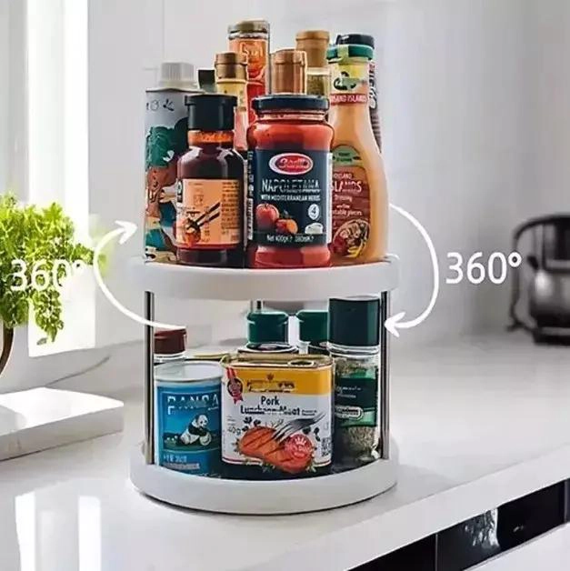 ESTANTE GIRATORIO DE 2 NIVELES PARA COCINA Y ESPECIAS - 4