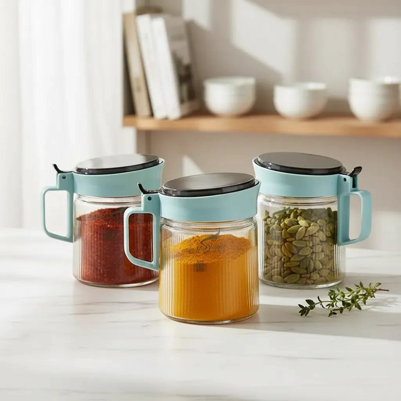SET DE 3 FRASCOS DE VIDRIO PARA CONDIMENTOS DE 500ML - 2
