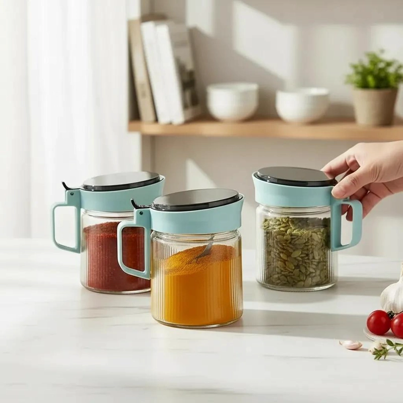 SET DE 3 FRASCOS DE VIDRIO PARA CONDIMENTOS DE 500ML - 4