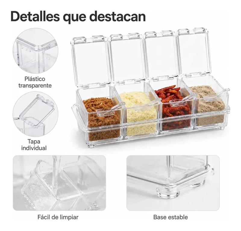 ORGANIZADOR TRANSPARENTE PARA CONDIMENTOS CON 4 DIVISIONES - 5