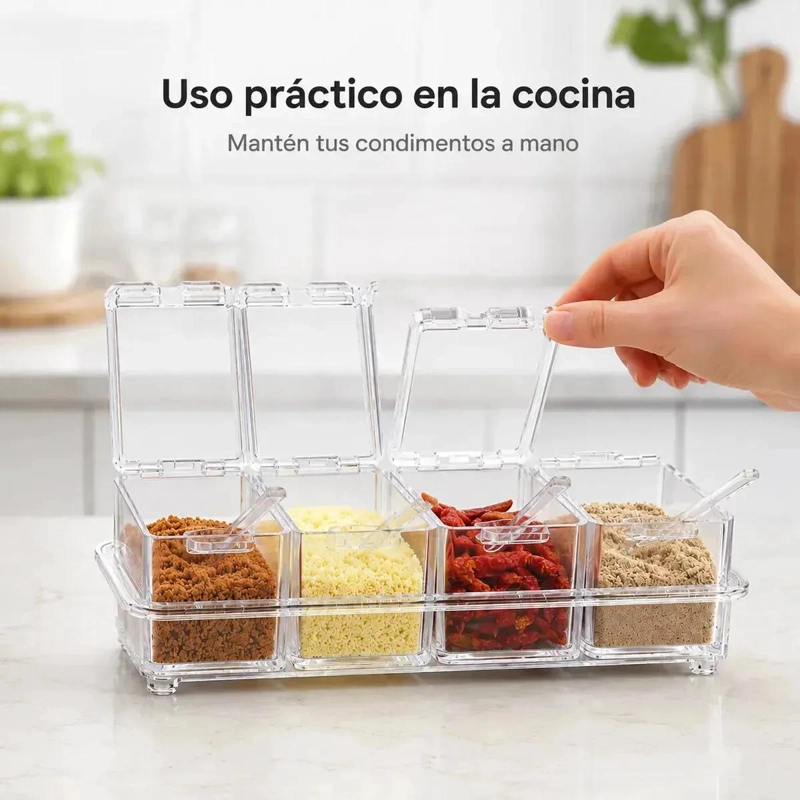 ORGANIZADOR TRANSPARENTE PARA CONDIMENTOS CON 4 DIVISIONES - 6