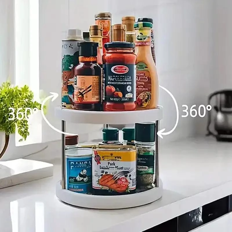 ESTANTE GIRATORIO DE 2 NIVELES PARA ESPECIAS EN COCINA - 6