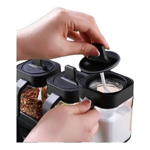 SET DE 3 ESPECIEROS DE VIDRIO 400ML PARA CONDIMENTOS - 2
