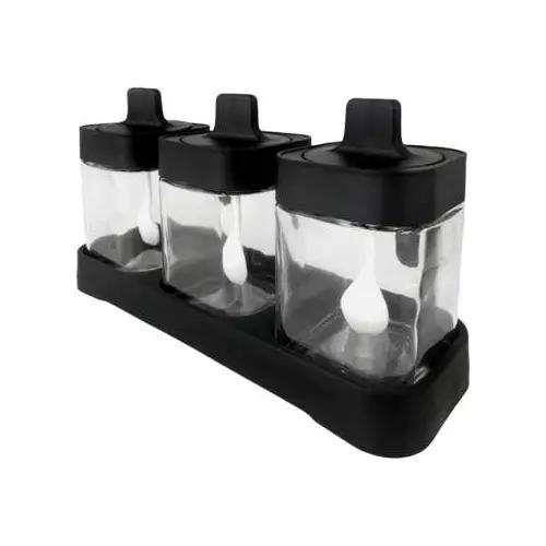 SET DE 3 ESPECIEROS DE VIDRIO 400ML PARA CONDIMENTOS - 4