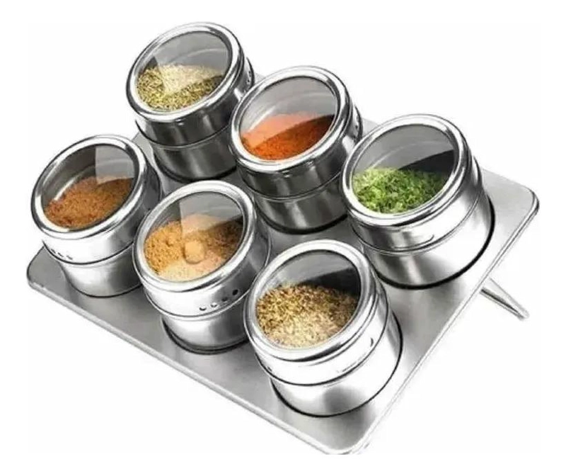 SET DE 6 FRASCOS MAGNE TICOS PARA ESPECIAS Y CONDIMENTOS - 1