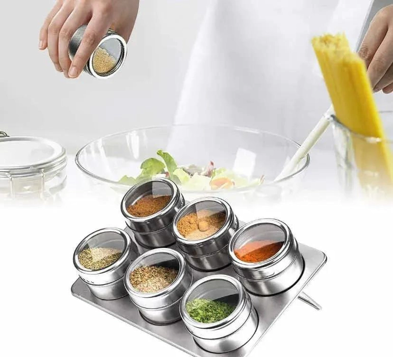 SET DE 6 FRASCOS MAGNE TICOS PARA ESPECIAS Y CONDIMENTOS - 5