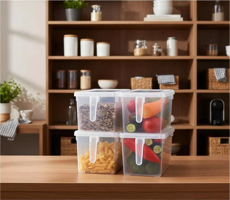 ORGANIZADOR TRANSPARENTE PARA REFRIGERADOR CON TAPA Y MANGO - 2
