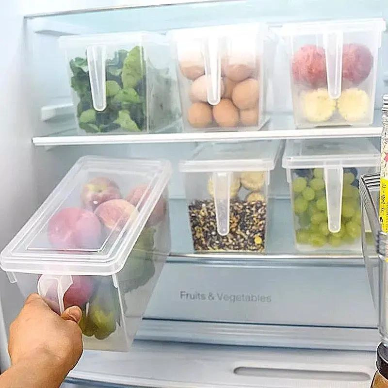 ORGANIZADOR TRANSPARENTE PARA REFRIGERADOR CON TAPA Y MANGO - 4
