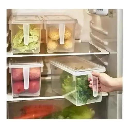 ORGANIZADOR TRANSPARENTE PARA REFRIGERADOR CON TAPA Y MANGO - 7