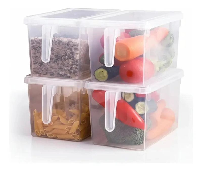 ORGANIZADOR TRANSPARENTE PARA REFRIGERADOR CON TAPA Y MANGO - 8