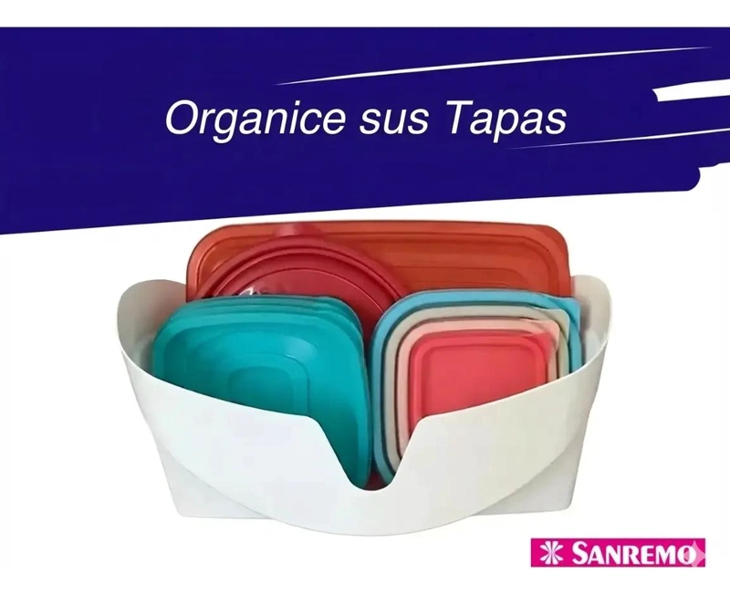 ORGANIZADOR DE TAPAS DE PLASTICO Y VIDRIO PARA COCINA - 2