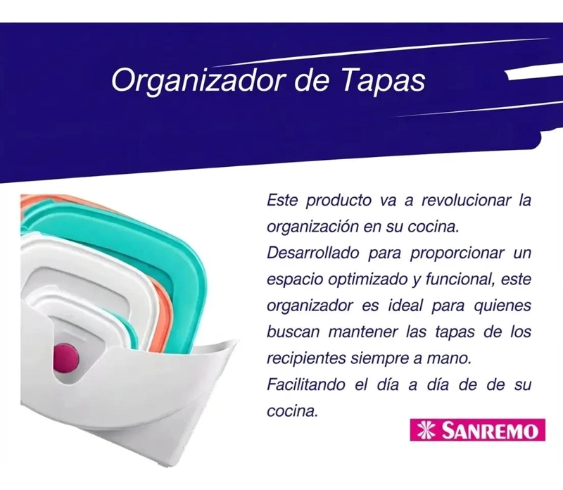 ORGANIZADOR DE TAPAS DE PLASTICO Y VIDRIO PARA COCINA - 4