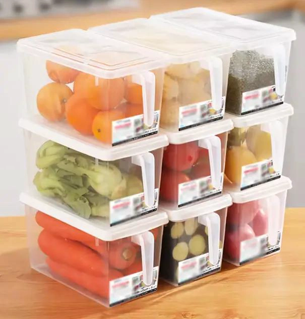 ORGANIZADOR TRANSPARENTE PARA REFRIGERADOR CON TAPA Y MANGO - 2