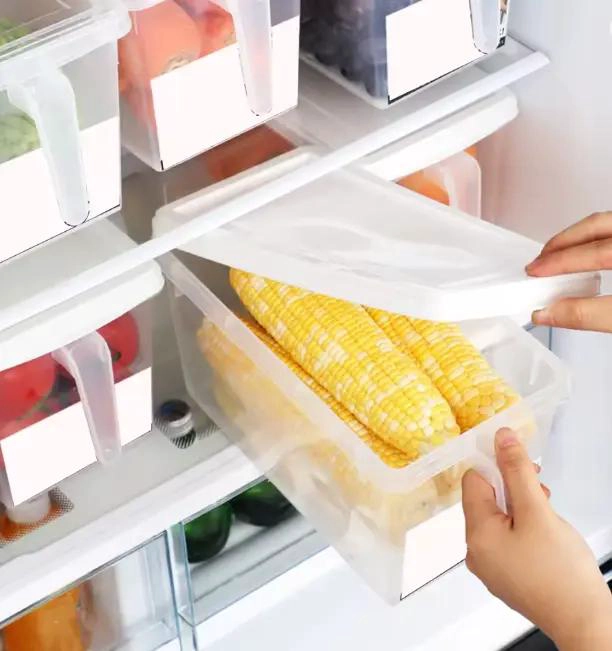 ORGANIZADOR TRANSPARENTE PARA REFRIGERADOR CON TAPA Y MANGO - 3