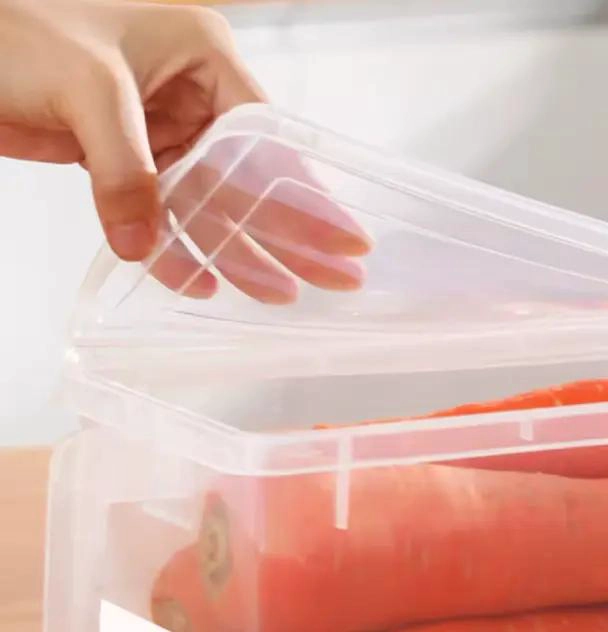 ORGANIZADOR TRANSPARENTE PARA REFRIGERADOR CON TAPA Y MANGO - 4