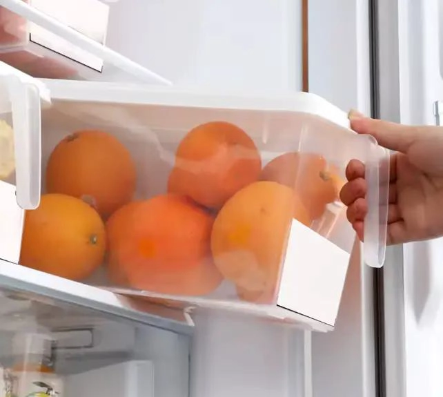 ORGANIZADOR TRANSPARENTE PARA REFRIGERADOR CON TAPA Y MANGO - 5