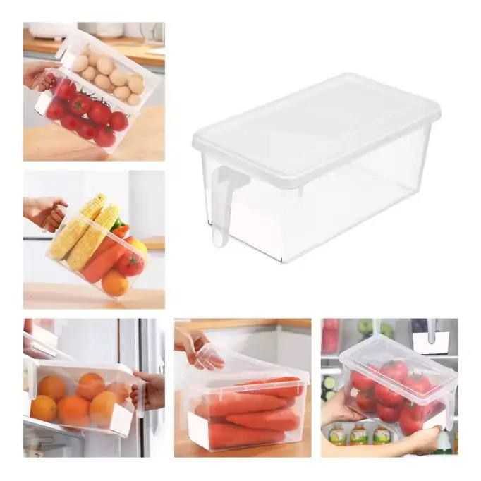 ORGANIZADOR TRANSPARENTE PARA REFRIGERADOR CON TAPA Y MANGO - 7