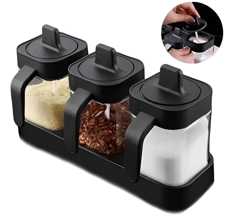 SET DE 3 FRASCOS DE VIDRIO PARA CONDIMENTOS 400ML - 1