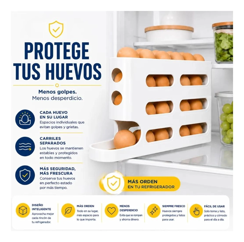 ORGANIZADOR DESLIZANTE PARA HUEVOS CON CAPACIDAD DE 26 UNIDADES - 3