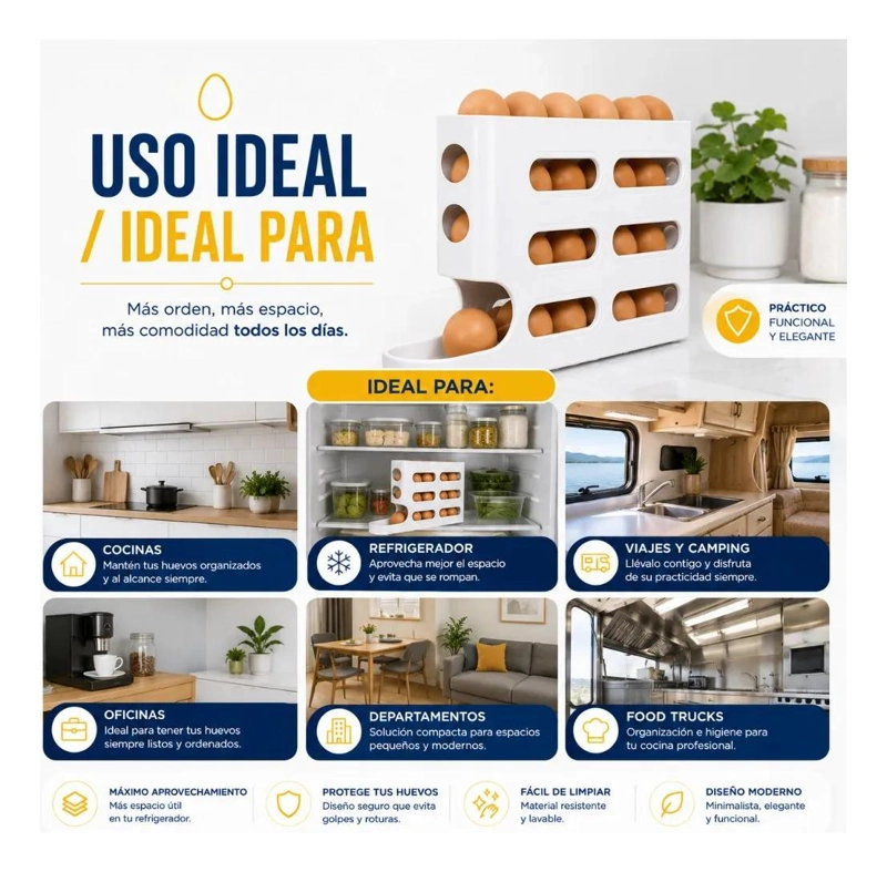 ORGANIZADOR DESLIZANTE PARA HUEVOS CON CAPACIDAD DE 26 UNIDADES - 5