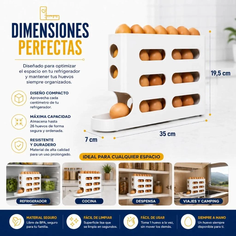ORGANIZADOR DESLIZANTE PARA HUEVOS CON CAPACIDAD DE 26 UNIDADES - 7