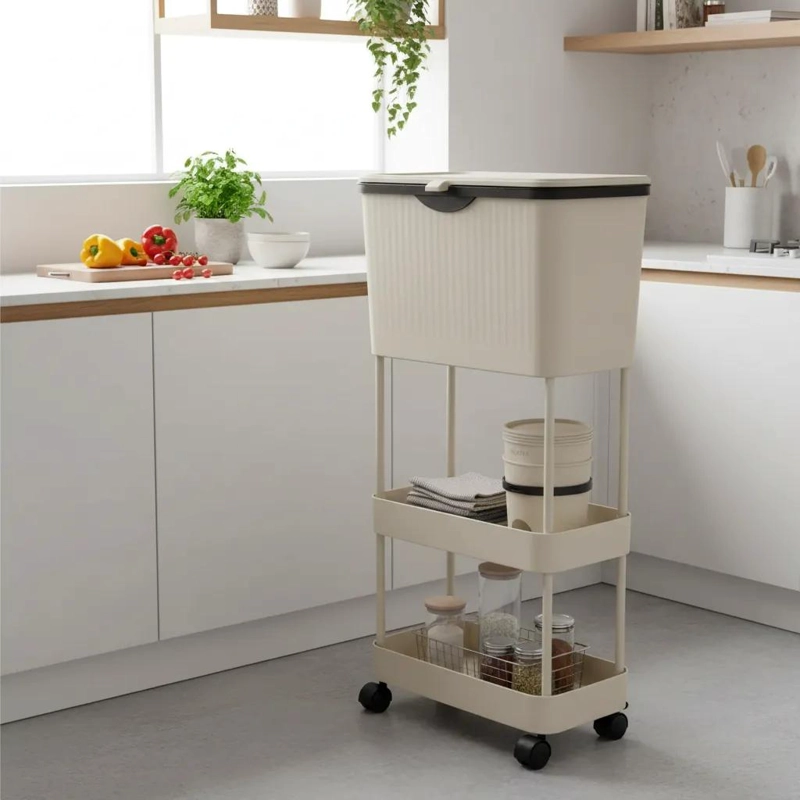 CARRO ORGANIZADOR DE COCINA CON TAPA Y RUEDAS DE 3 NIVELES - 10