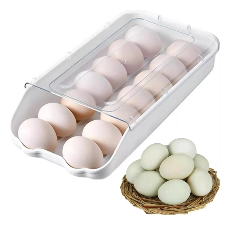 ORGANIZADOR DE HUEVOS TRANSPARENTE PARA REFRIGERADOR Y COCINA - 1