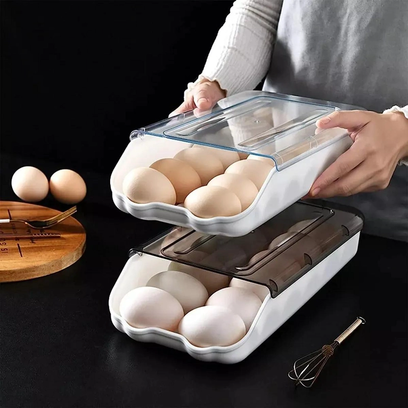 ORGANIZADOR DE HUEVOS TRANSPARENTE PARA REFRIGERADOR Y COCINA - 5