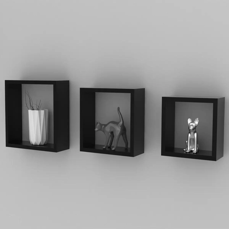 SET DE REPISAS DECORATIVAS NEGRAS PARA PARED 3 UNIDADES - 1