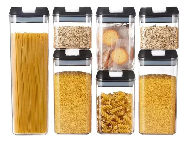 SET DE 7 RECIPIENTES HERME TICOS PARA ALMACENAMIENTO DE ALIMENTOS - 2
