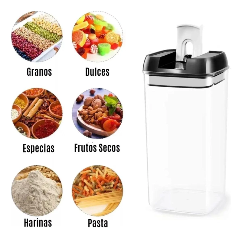 SET DE 7 RECIPIENTES HERME TICOS PARA ALMACENAMIENTO DE ALIMENTOS - 3