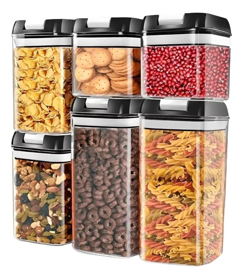 SET DE 7 RECIPIENTES HERME TICOS PARA ALMACENAMIENTO DE ALIMENTOS - 7