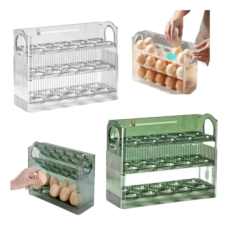 DISPENSADOR ORGANIZADOR PARA 30 HUEVOS EN ACRILICO TRANSPARENTE - 1