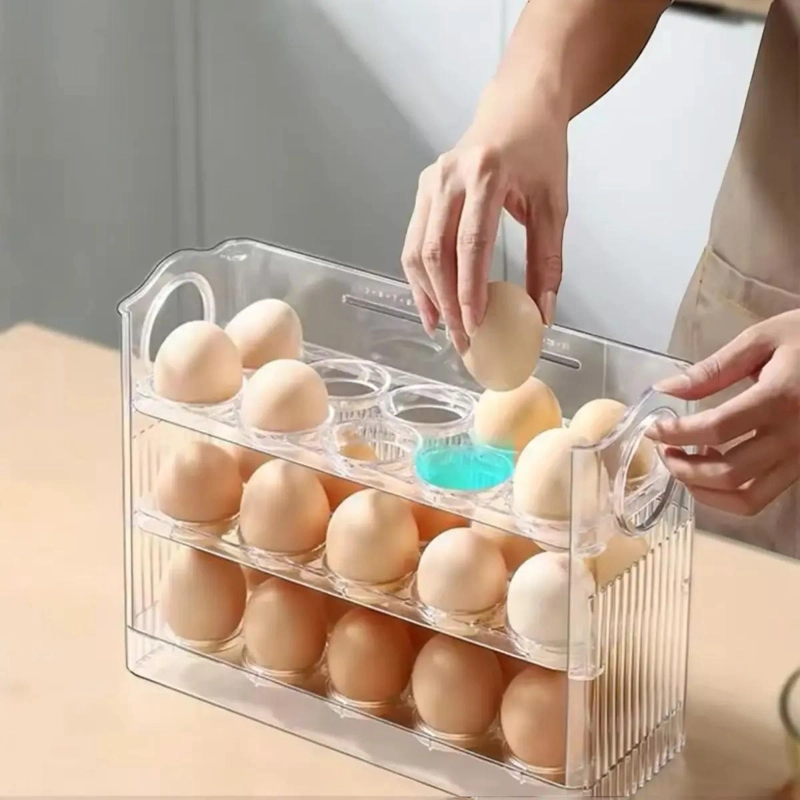 DISPENSADOR ORGANIZADOR PARA 30 HUEVOS EN ACRILICO TRANSPARENTE - 5