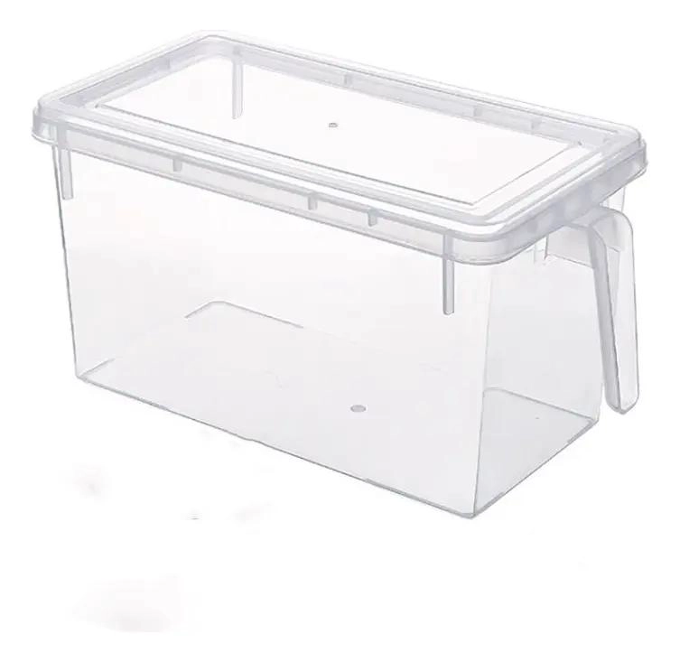 CAJA ORGANIZADORA TRANSPARENTE CON TAPA Y MANGO PARA REFRIGERADOR - 1