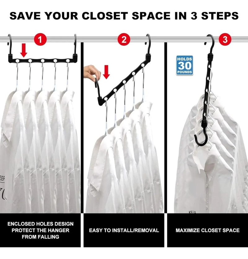 PACK DE 3 COLGADORES DE ROPA AHORRADORES DE ESPACIO - 7