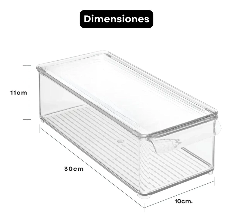 PACK DE 3 ORGANIZADORES ACRILICOS CON TAPA PARA ALIMENTOS - 2