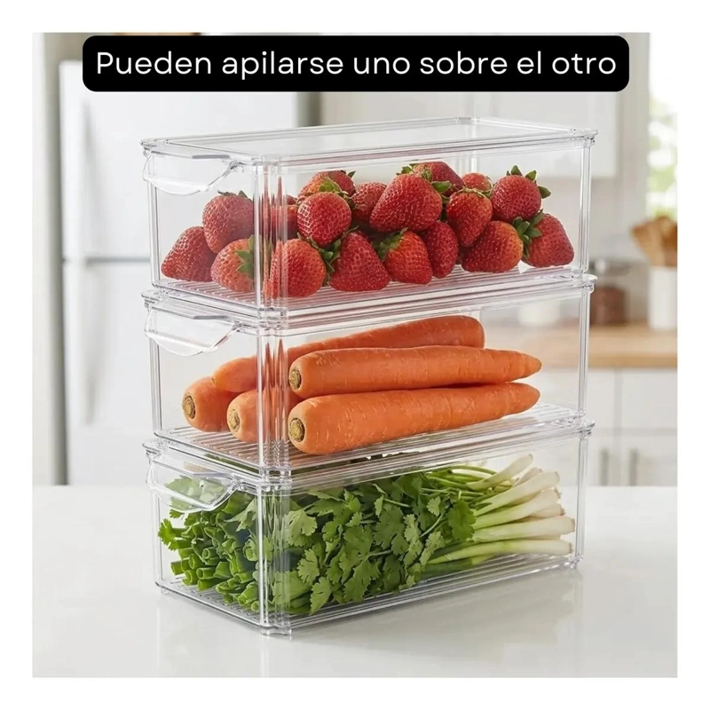 PACK DE 3 ORGANIZADORES ACRILICOS CON TAPA PARA ALIMENTOS - 3