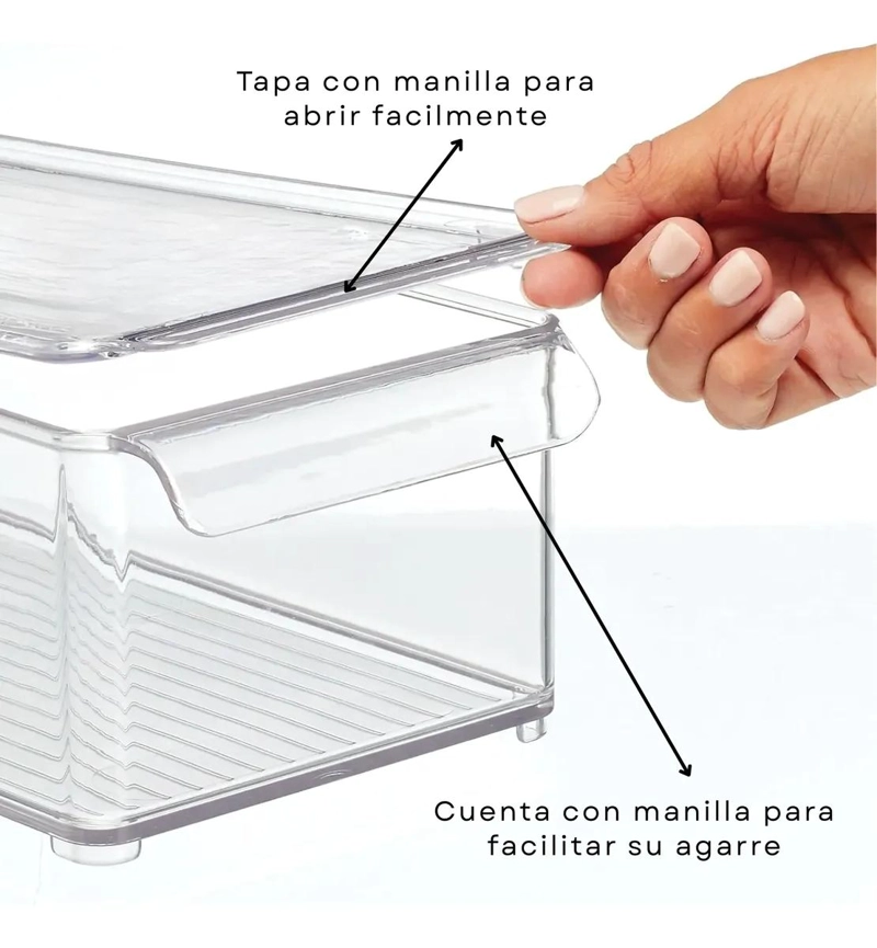 PACK DE 3 ORGANIZADORES ACRILICOS CON TAPA PARA ALIMENTOS - 6