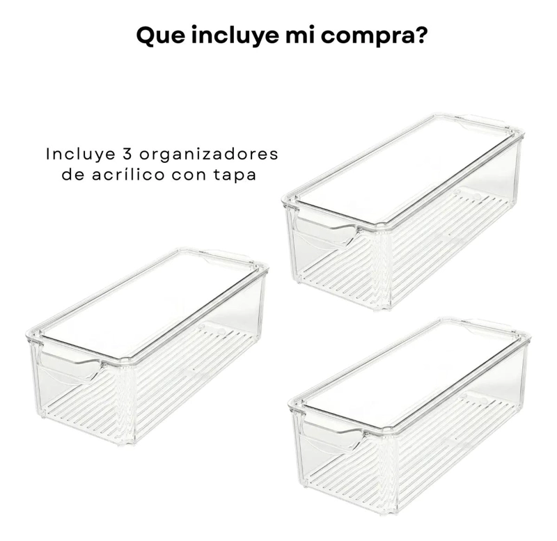 PACK DE 3 ORGANIZADORES ACRILICOS CON TAPA PARA ALIMENTOS - 7