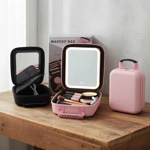 COSMETIQUERO COMPACTO CON ESPEJO LED PARA VIAJES - 1