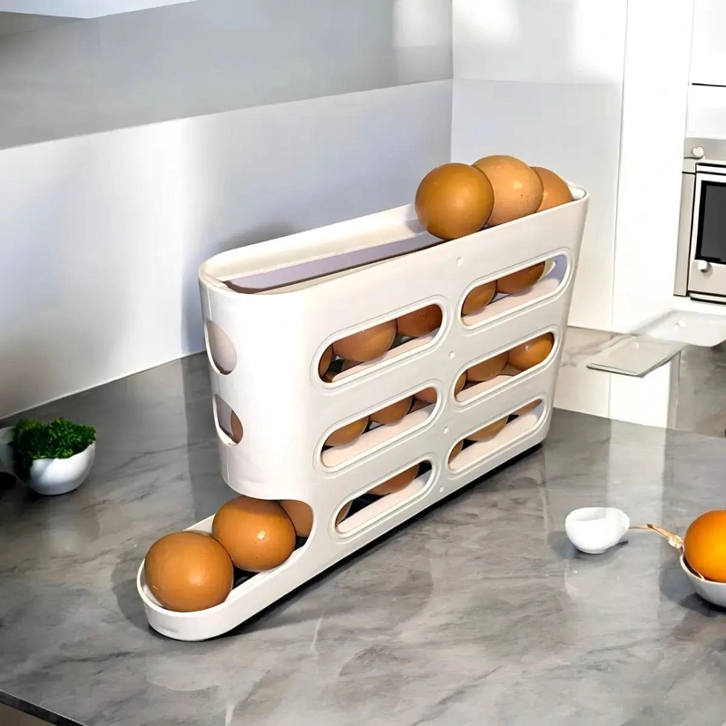 DISPENSADOR RODANTE DE HUEVOS PARA 26 UNIDADES COLOR BLANCO - 4