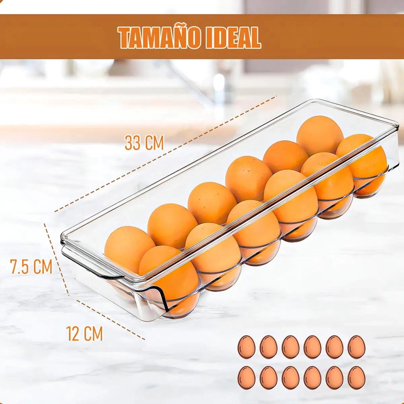 BANDEJA TRANSPARENTE PARA 12 HUEVOS APILABLE Y COMPACTA - 1