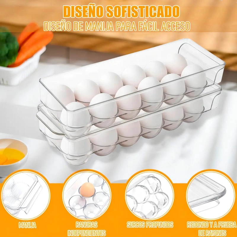BANDEJA TRANSPARENTE PARA 12 HUEVOS APILABLE Y COMPACTA - 2