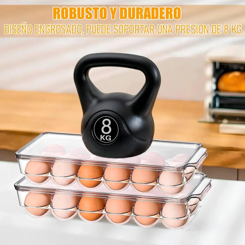 BANDEJA TRANSPARENTE PARA 12 HUEVOS APILABLE Y COMPACTA - 6